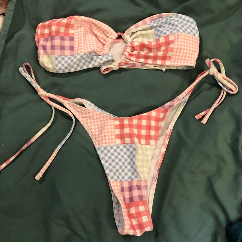 Colorful Pastel Gingham Bikini Set